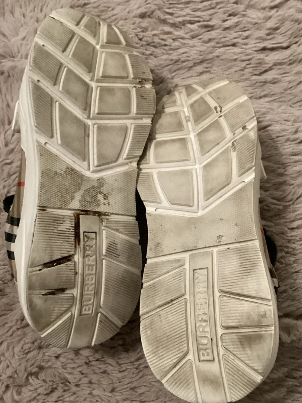 Burberry Beige Check & Black Strap Sneakers